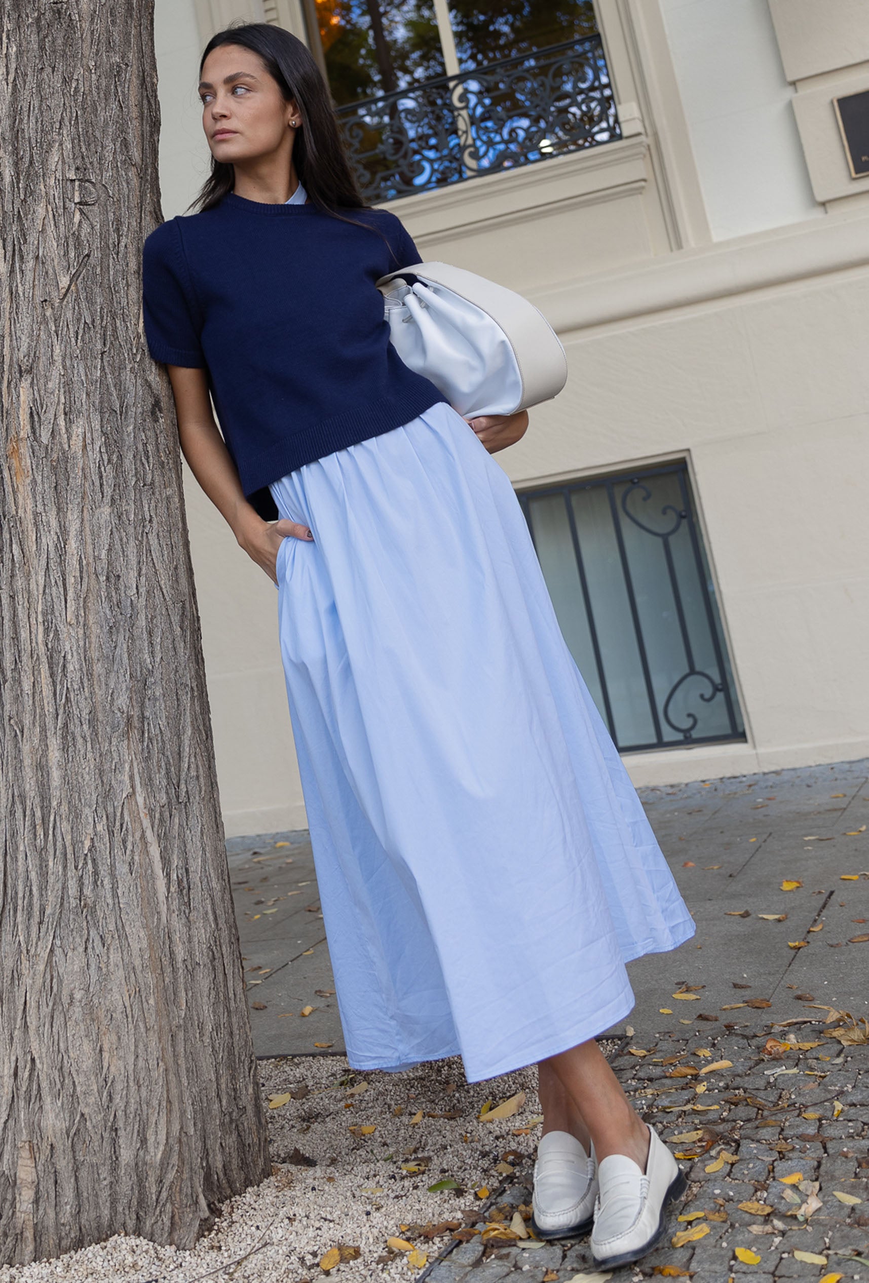 60's Popelin Dress Baby Blue