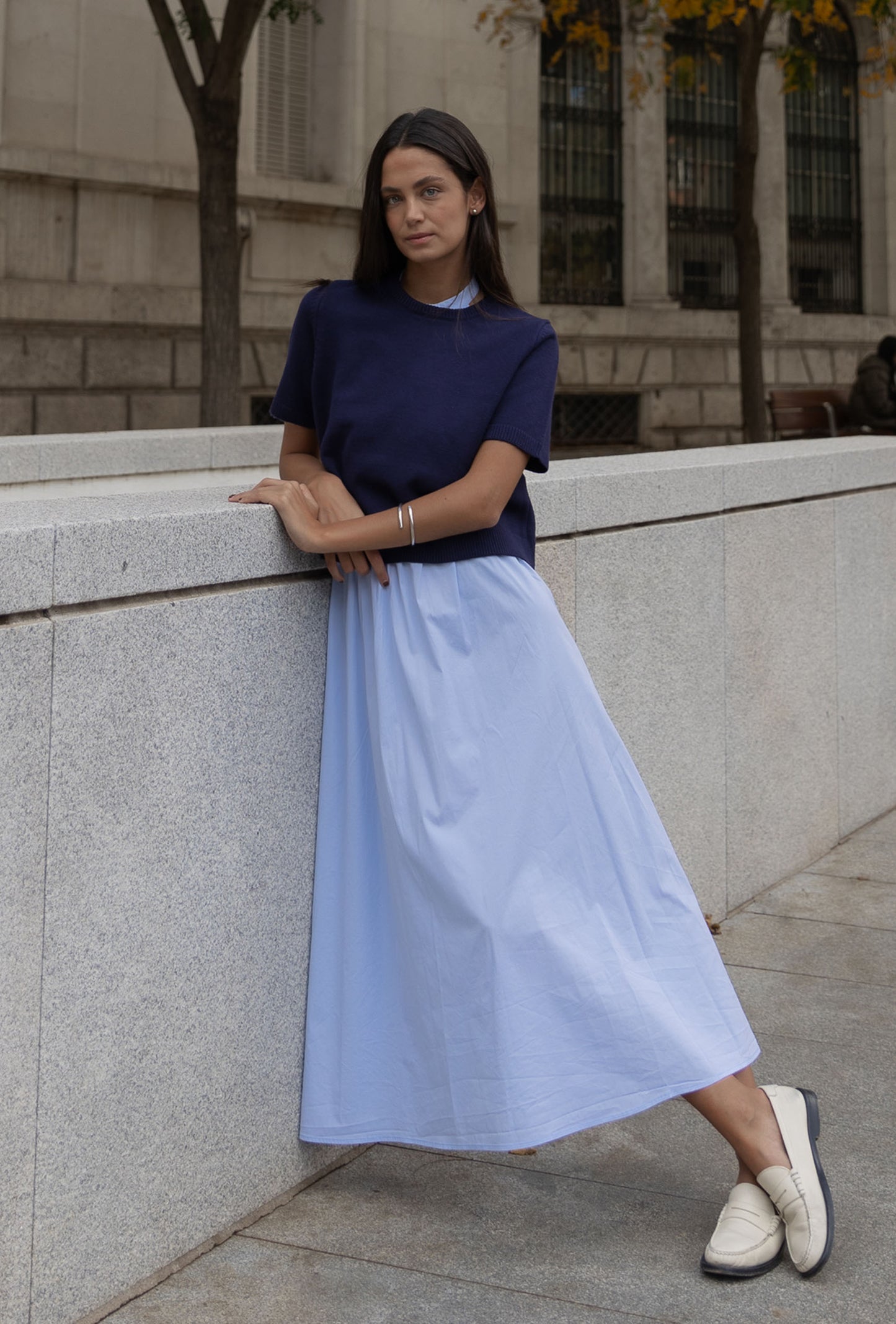 60's Popelin Dress Baby Blue