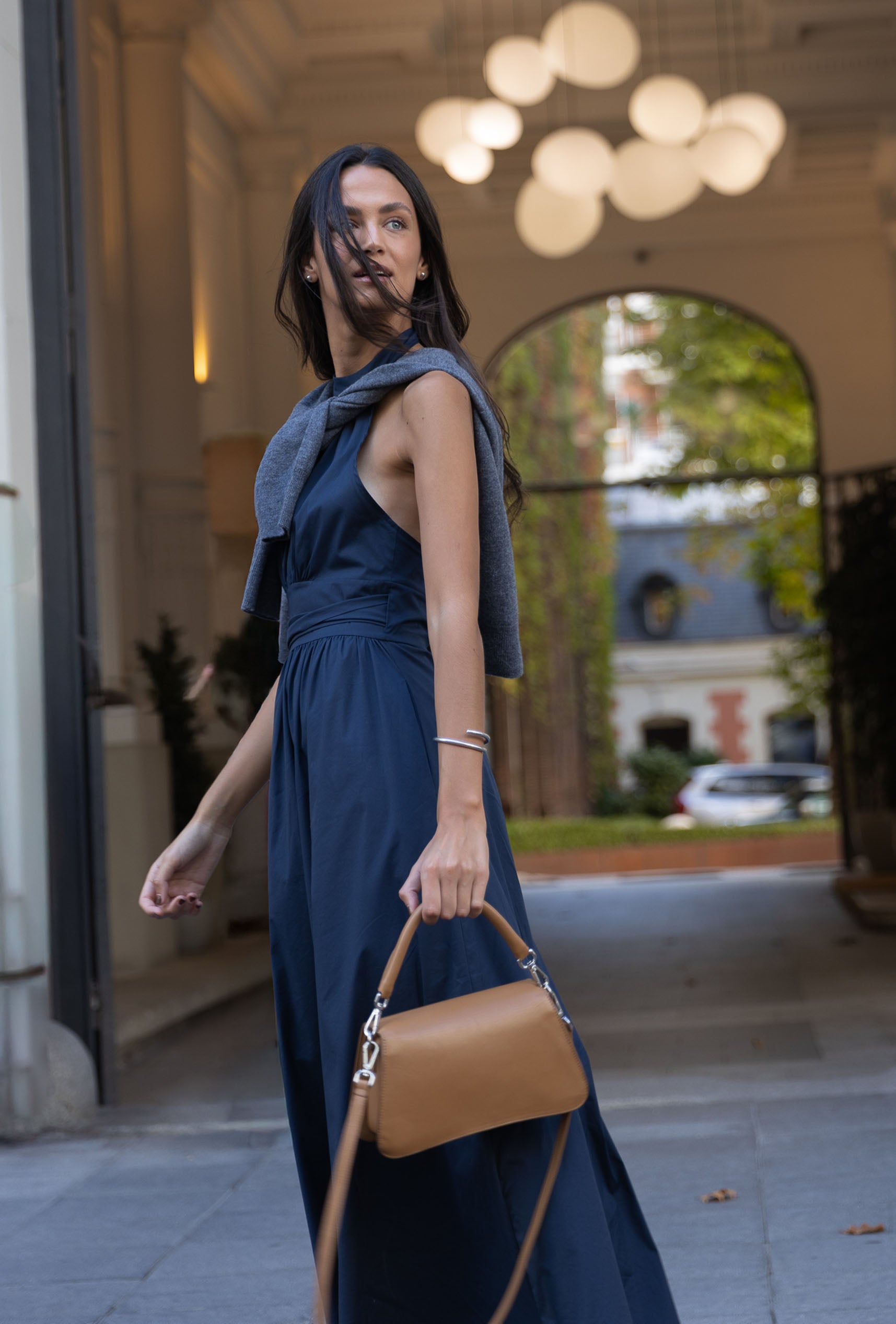 60's Popelin Dress Navy Blue