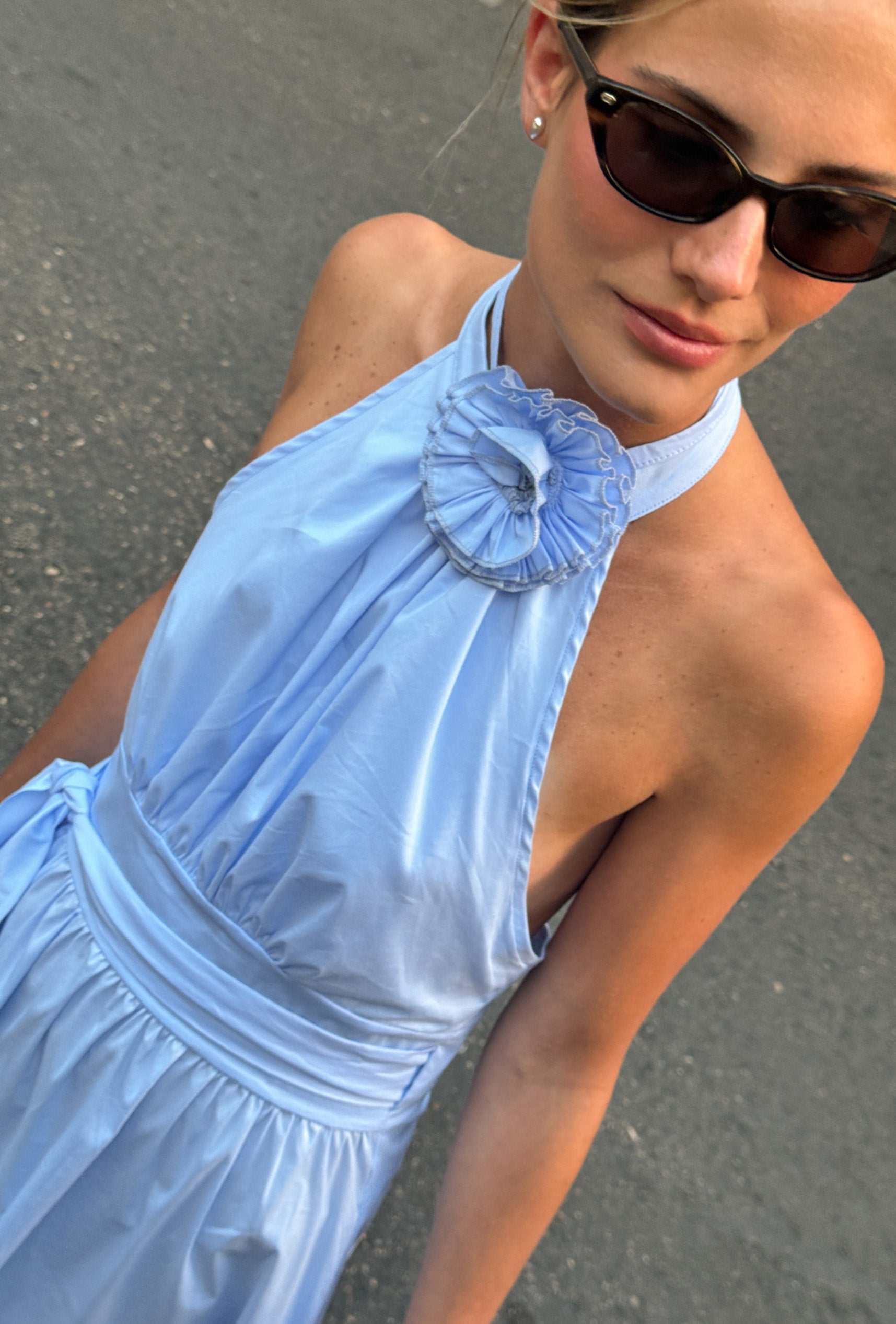 60's Poppelin Dress Baby Blue