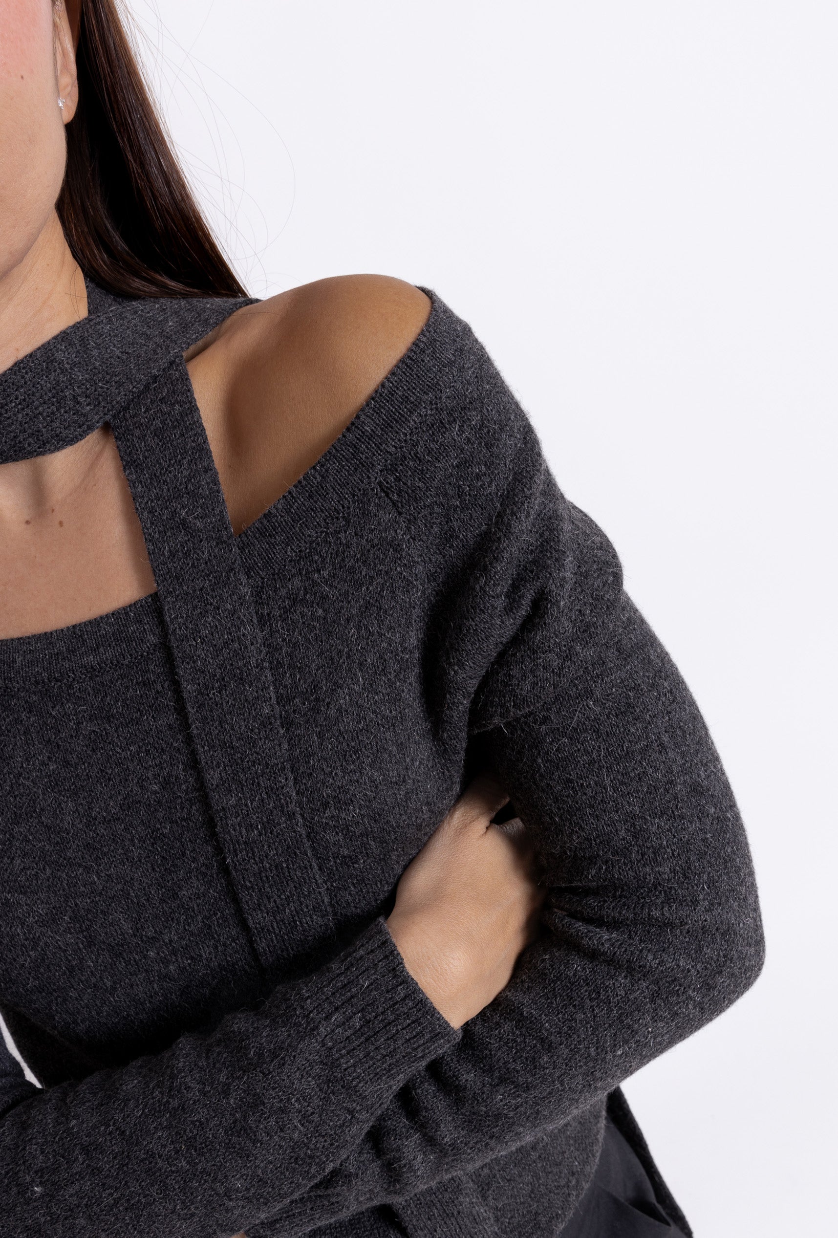 Boat Neck Sweater: Grey