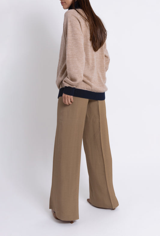 Turtle Neck Sweater: Camel & navy