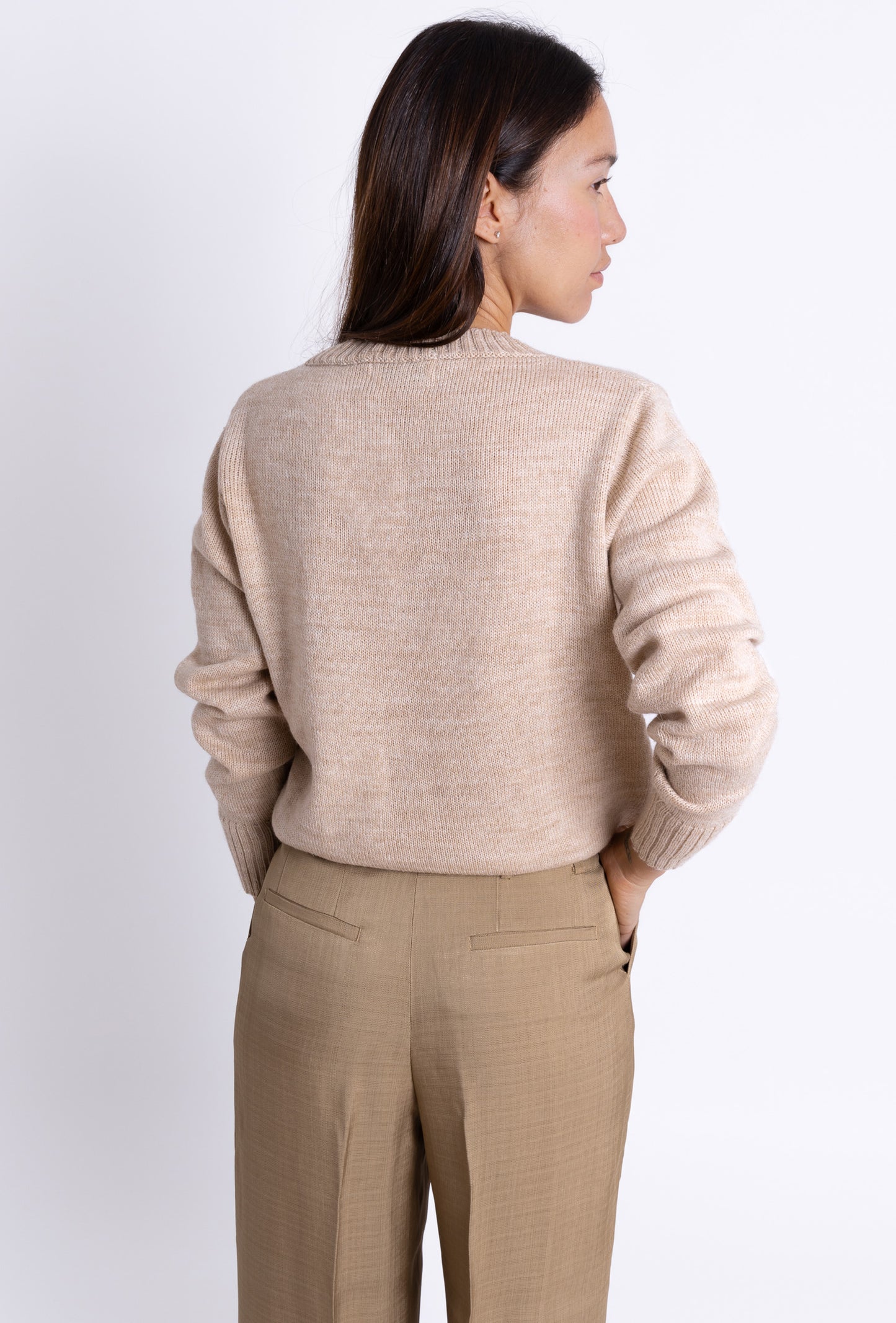 V-neck Sweater: Camel